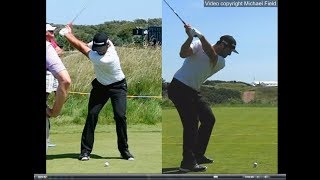 Jon Rahm golf swing  Long Iron faceon amp downtheline July 2017 [upl. by Elletnuahc]